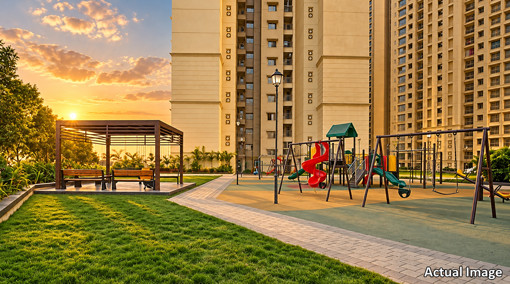Landscaped outdoor space within the Fortune City township
